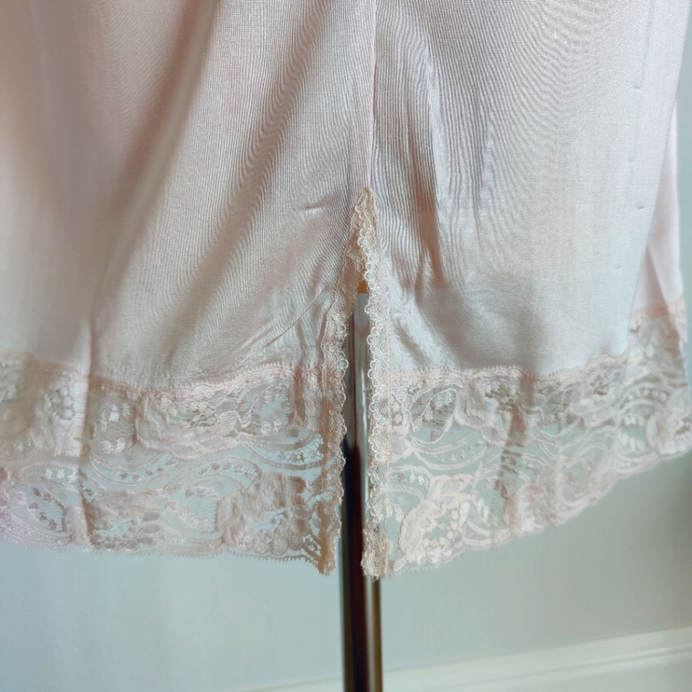 NWT Vintage Silk Slip Skirt | 90s Knit Silk Slip | Knee Length Half Slip- Pink - Picture 4 of 5